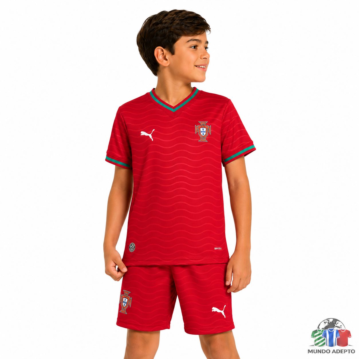 Camisola Conjunto Infantil Portugal Principal - Mundial 2026