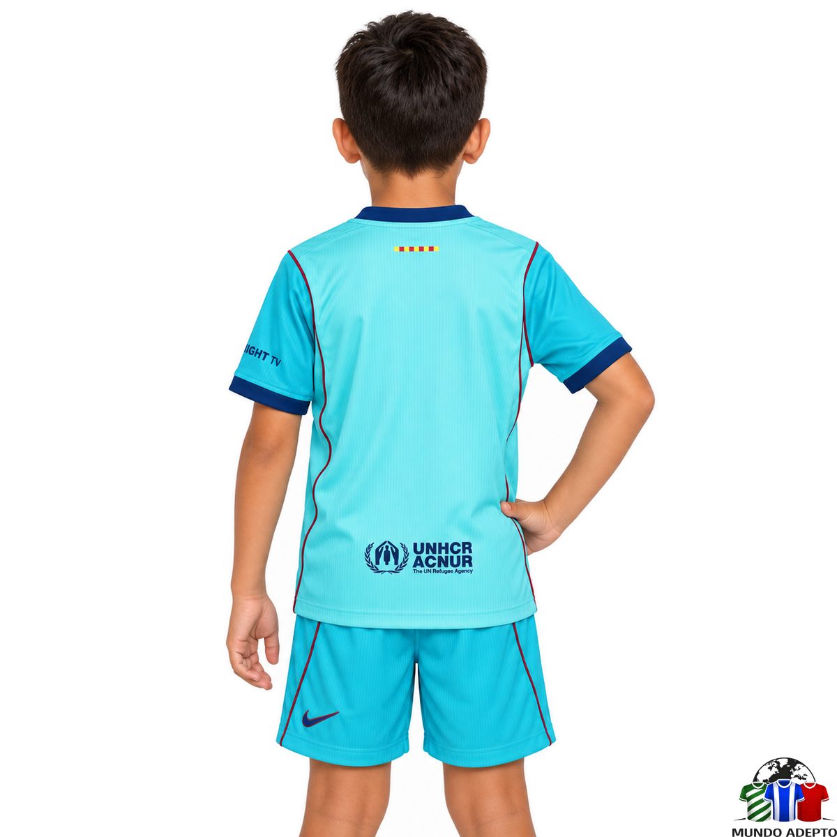 Camisola Conjunto Infantil Barcelona Terceiro - 26/27