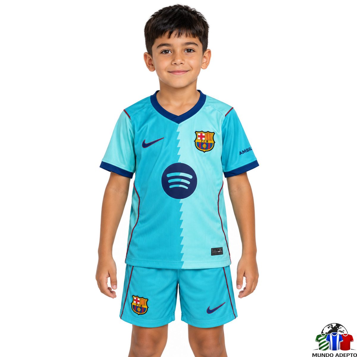 Camisola Conjunto Infantil Barcelona Terceiro - 26/27