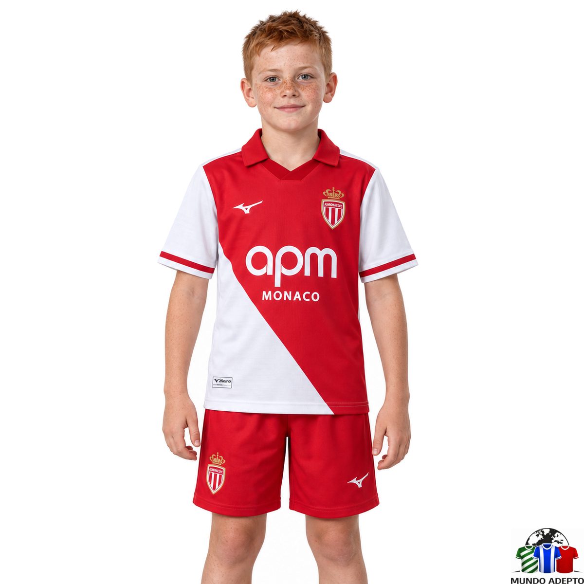 Camisola Conjunto Infantil AS Mônaco Principal - 26/27